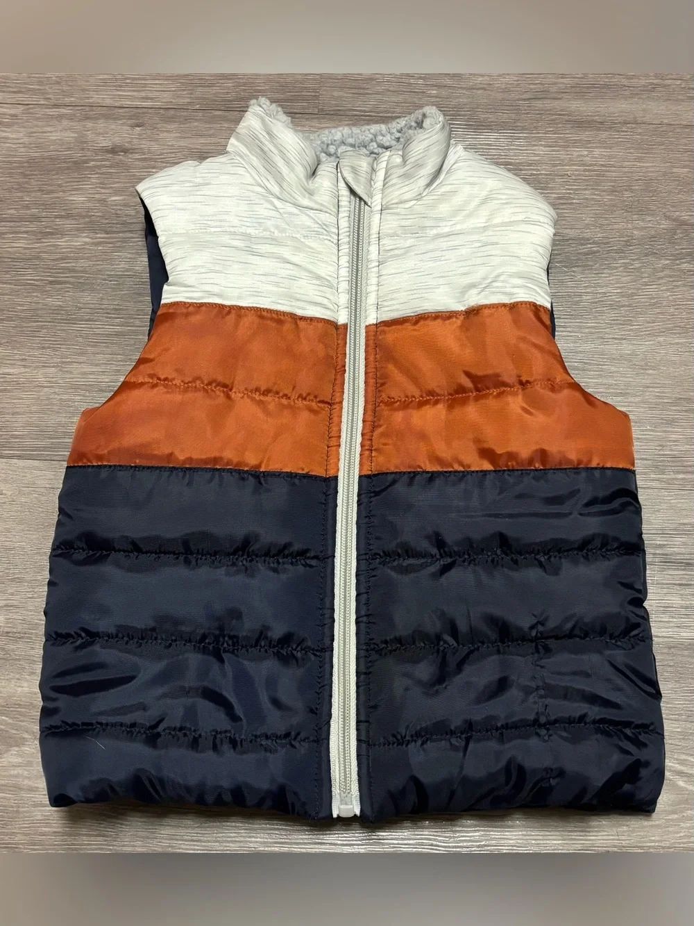 Max & Marcus Colorblock Puffer Vest 4T Rust Navy